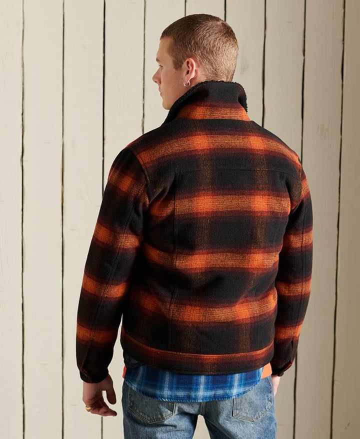 Superdry Herren Highwayman Wool Sherpa Trucker Denim Jacket M Redwood Ombre, M Redwood Ombre
