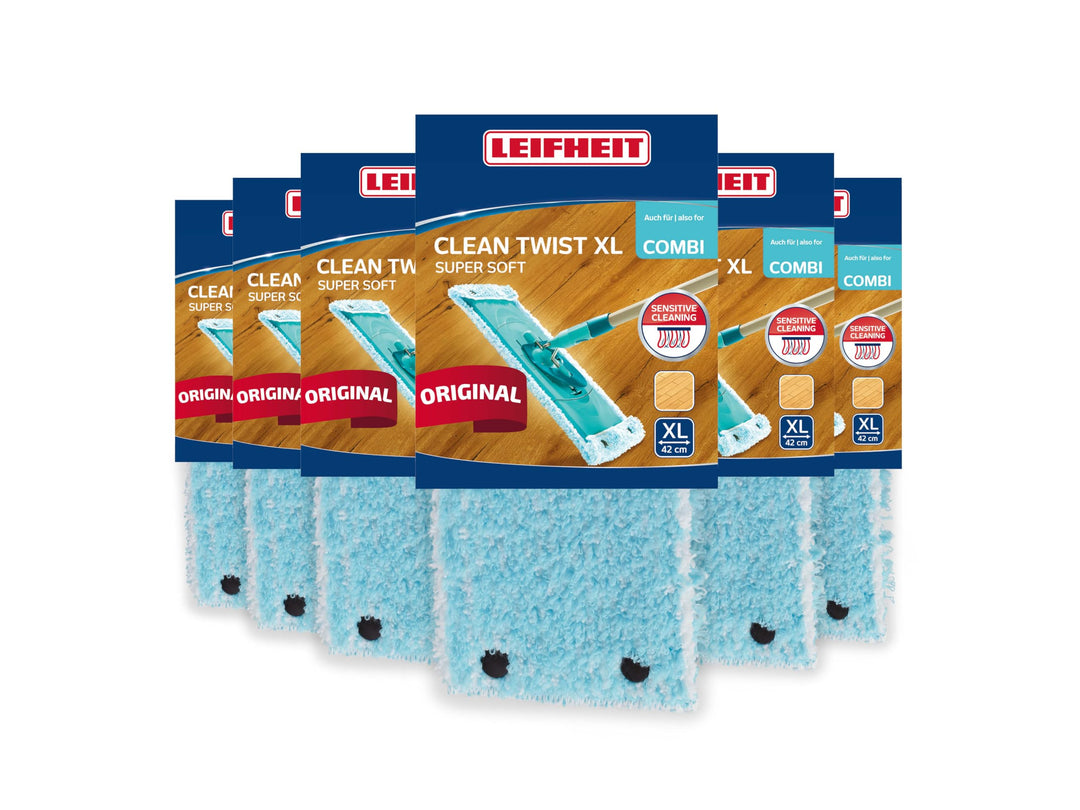 Leifheit Original 6er Set Wischbezug CLEAN Twist XL, super Soft 42 cm, mit Spezialfasern, Wischer Er