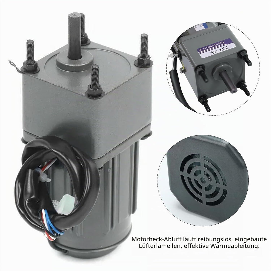 Getriebemotor Elektromotor, Wechselstrom 6W 220V Gear Motor 0-135 RPM (10K), 8 Nm, Stufenlos Einstel