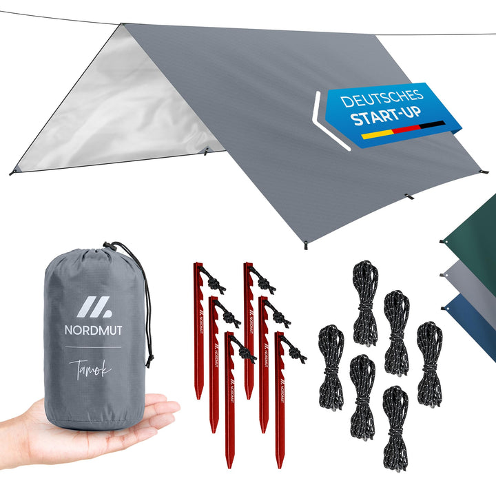 NORDMUT® Tarp 3x3/4m wasserdicht für optimalen Regen- und Sonnenschutz – Robuste Zeltplane kleines P