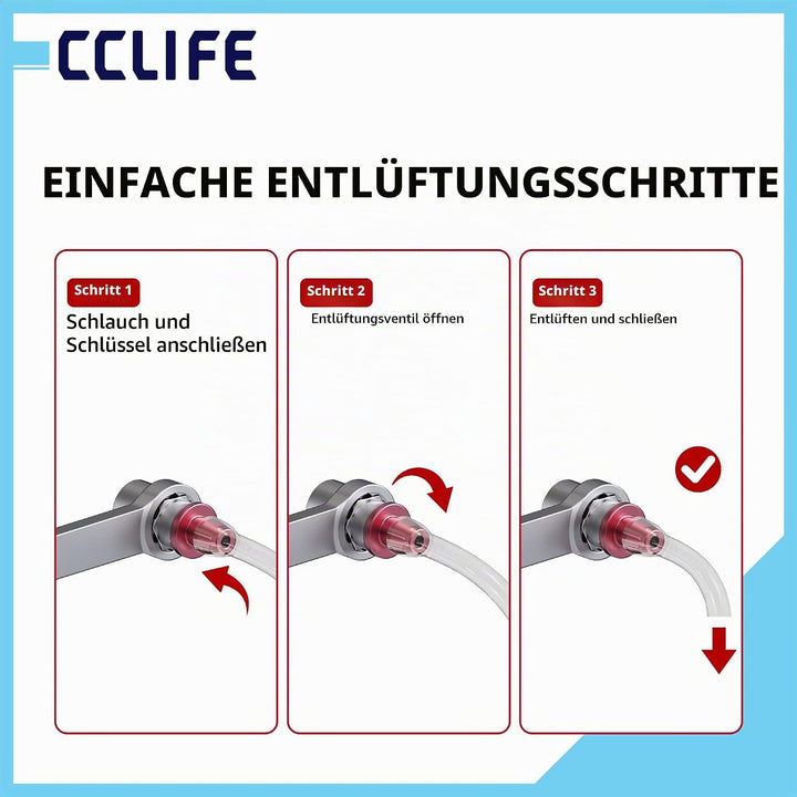 CCLIFE 7tlg Bremsenentlüftungsschlüssel Set, 7–12 mm, 12-Kant Stecknuss, mit 1,2 m Silikonschlauch &amp;