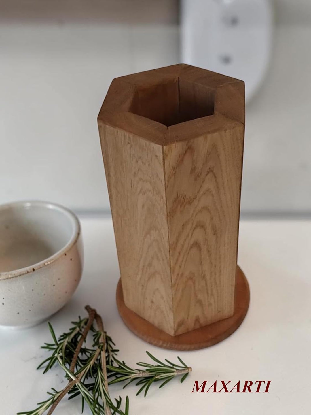MAXARTI - Magnetischer Messerblock aus Eiche Holz für 12 Messer – ohne Messer, Magnet Messerhalter,