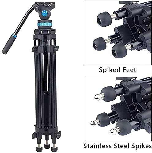 SIRUI Video Tripod Stativ SH15,Aluminium Travel Videostativ mit 360°Fluidkopf,155cm, Max Load 10KG N