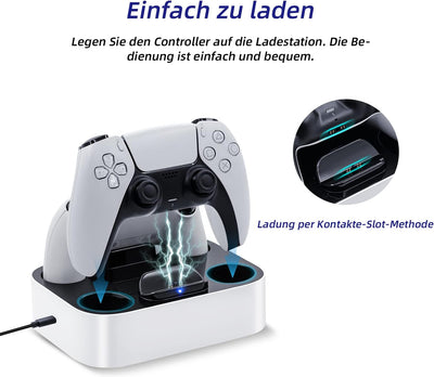 Mcbazel Ladestation PS5 Controller, PS5, Doppel-Ladegerät, Schutz gegen Überhitzung, dreifacher Schu