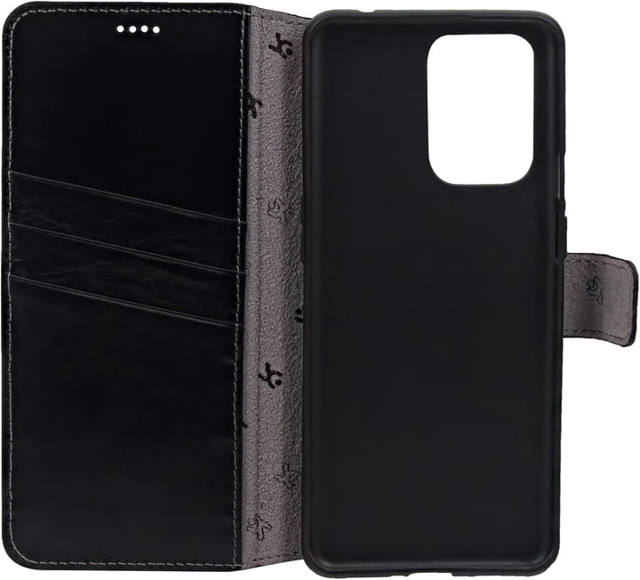 Suncase Book-Style Hülle kompatibel mit Xiaomi Redmi Note 12 Pro 5G Leder Tasche (Slim-Fit) Lederhül