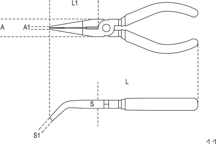 Beta 1164MQ 200 - Flachzangen mit gebogenen Backen, extralang