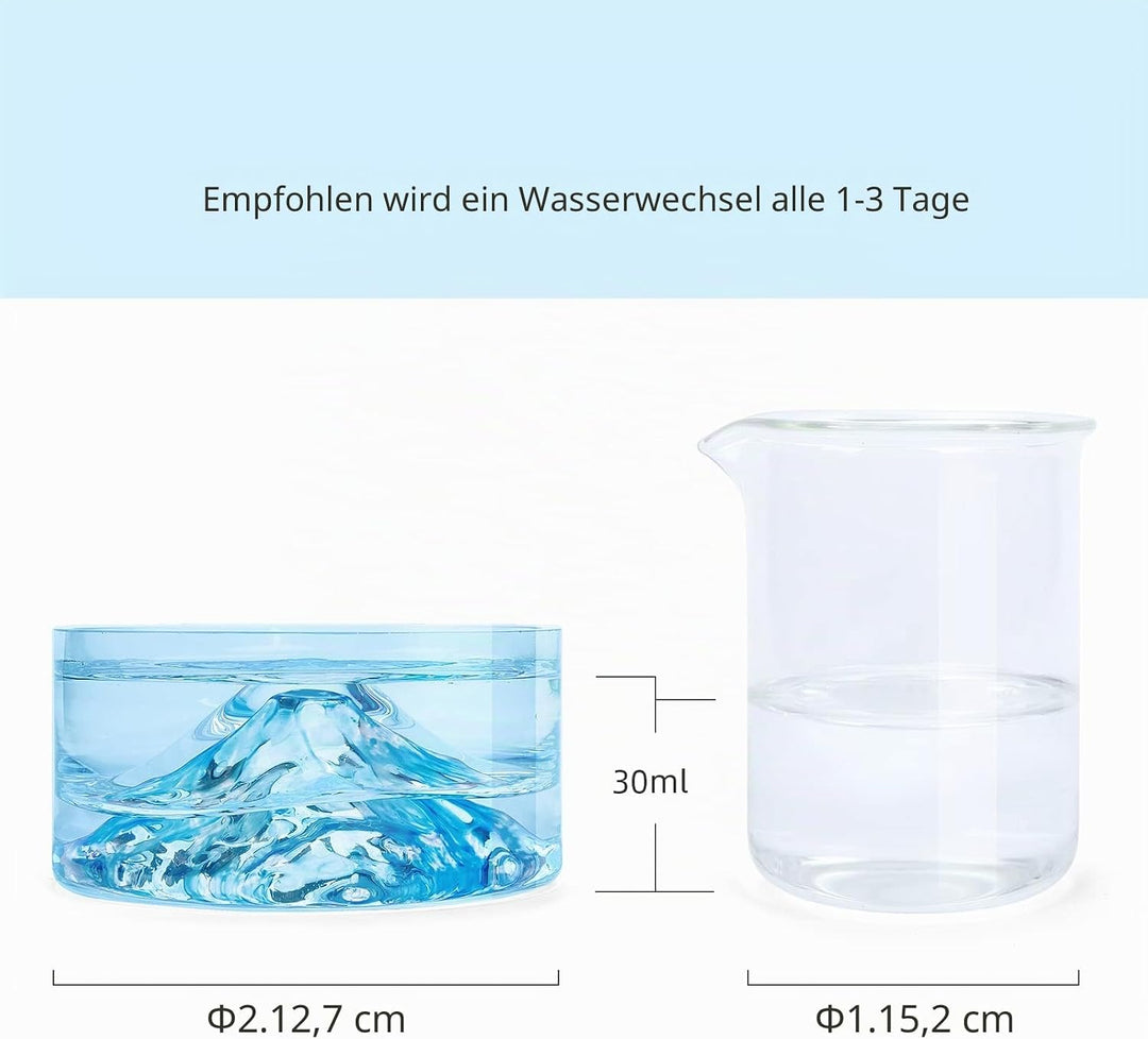 Niteangel Hamster-Futter- und Wassernäpfe - Mount Fuji Serie Glas-Trinkschalen für syrische Zwergham
