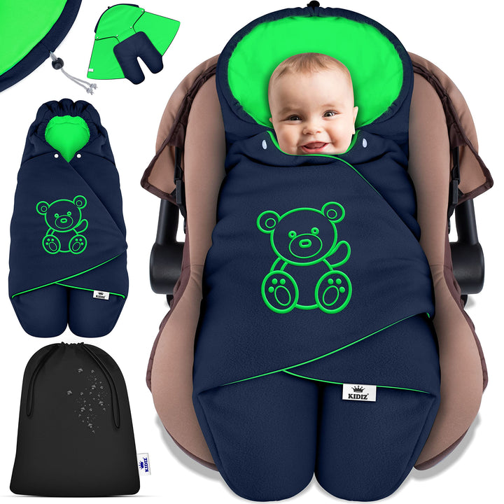 KIDIZ® Baby Einschlagdecke Babyschale Winter Herbst Babydecke mit Tasche Universal Fusssack kompatib