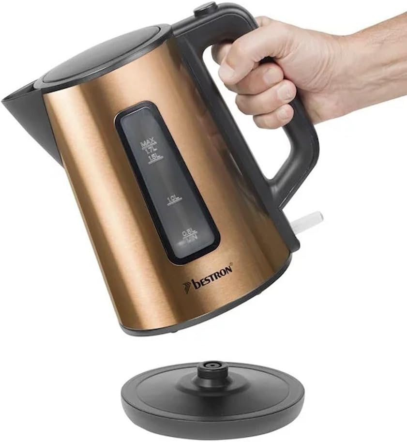 Bestron Wasserkocher mit 360° Basis, inkl. Kochstopp-Automatik & Trockenlaufschutz, 1.7 Liter Fassun