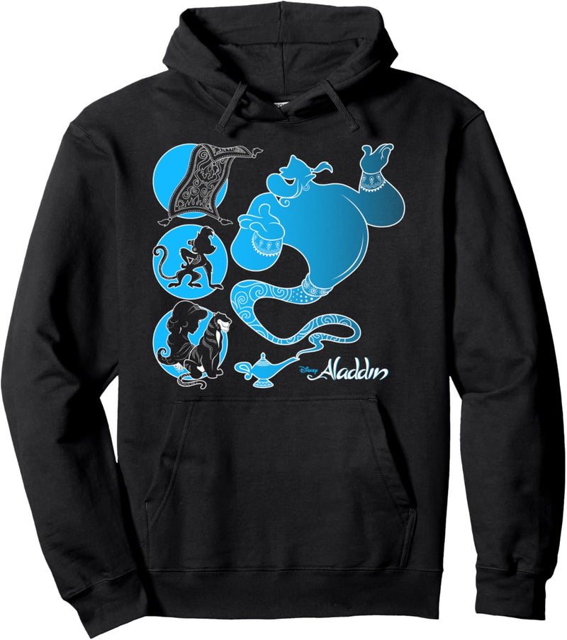 Disney Aladdin Genie And Friends Blue Silhouette Pullover Hoodie