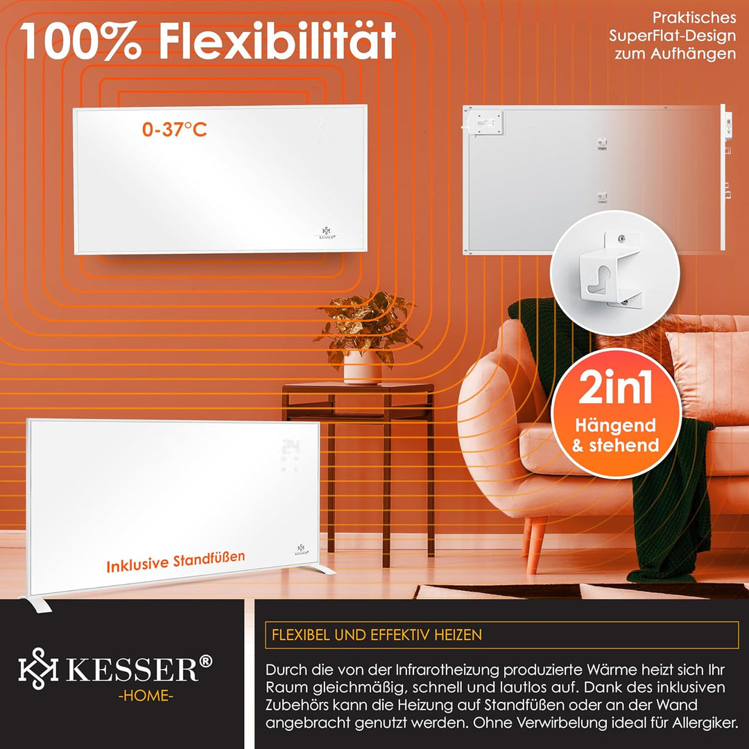 KESSER® Infrarotheizung Energiesparend Infrarot Standgerät & Wandmontage Elektroheizung 700W mit Fer