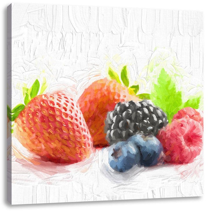 Pixxprint Frisches Obst als Leinwandbild | Grösse: 70x70 cm | Wandbild| Kunstdruck | fertig bespannt
