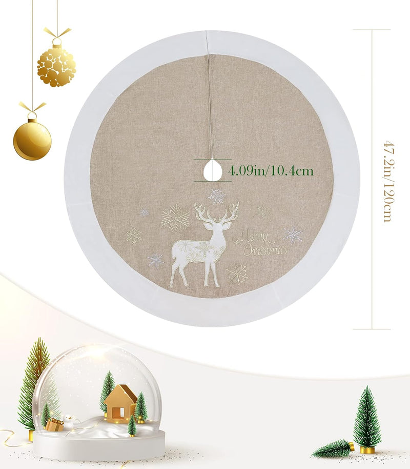 Lewondr Weihnachtsbaum Rock, 120CM Rund Weihnachtsbaumdecke Christbaumständer Teppich mit Exquisiter