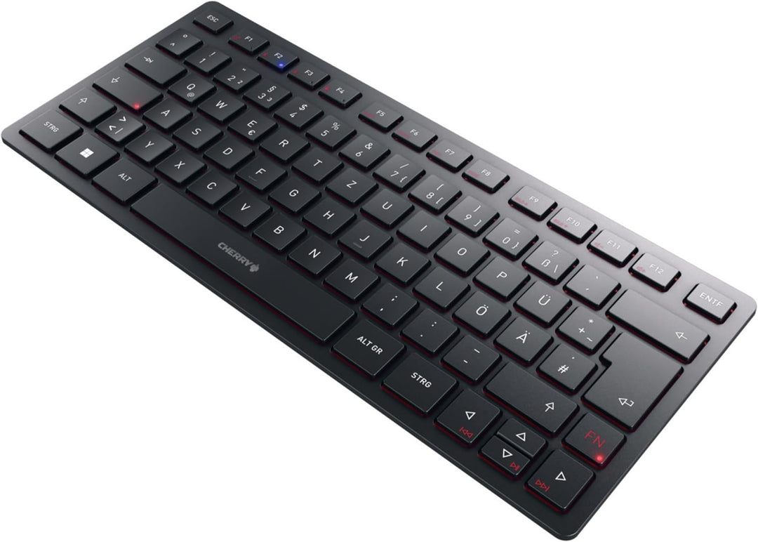 CHERRY KW 9200 Mini, kompakte Multi-Device-Tastatur für bis zu 4 Endgeräte, Deutsches Layout (QWERTZ