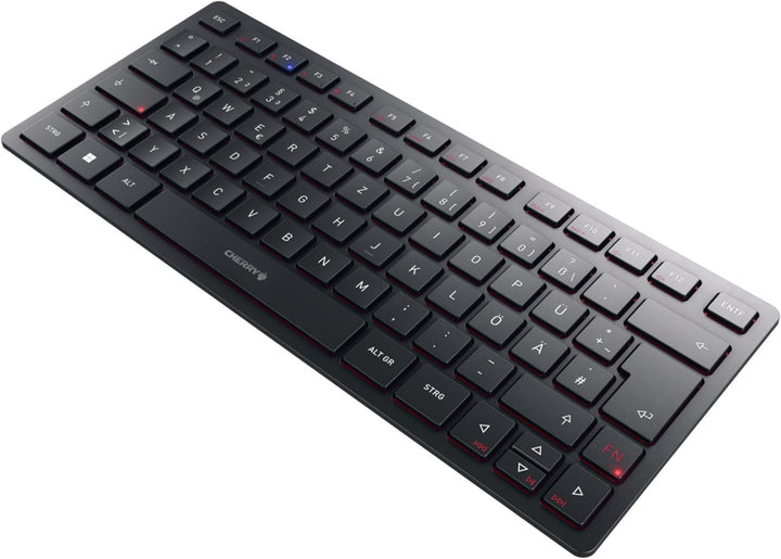CHERRY KW 9200 Mini, kompakte Multi-Device-Tastatur für bis zu 4 Endgeräte, Deutsches Layout (QWERTZ