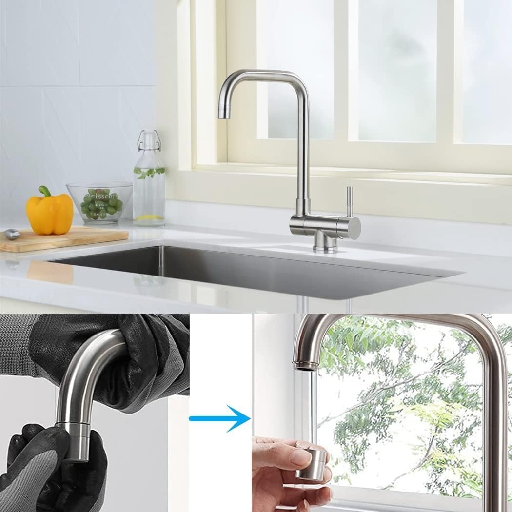 CECIPA Hochdruck Wasserhahn Küche Klappbar 180°, Vorfenster Küchenarmatur Klappbar mit 2 Strahlarten