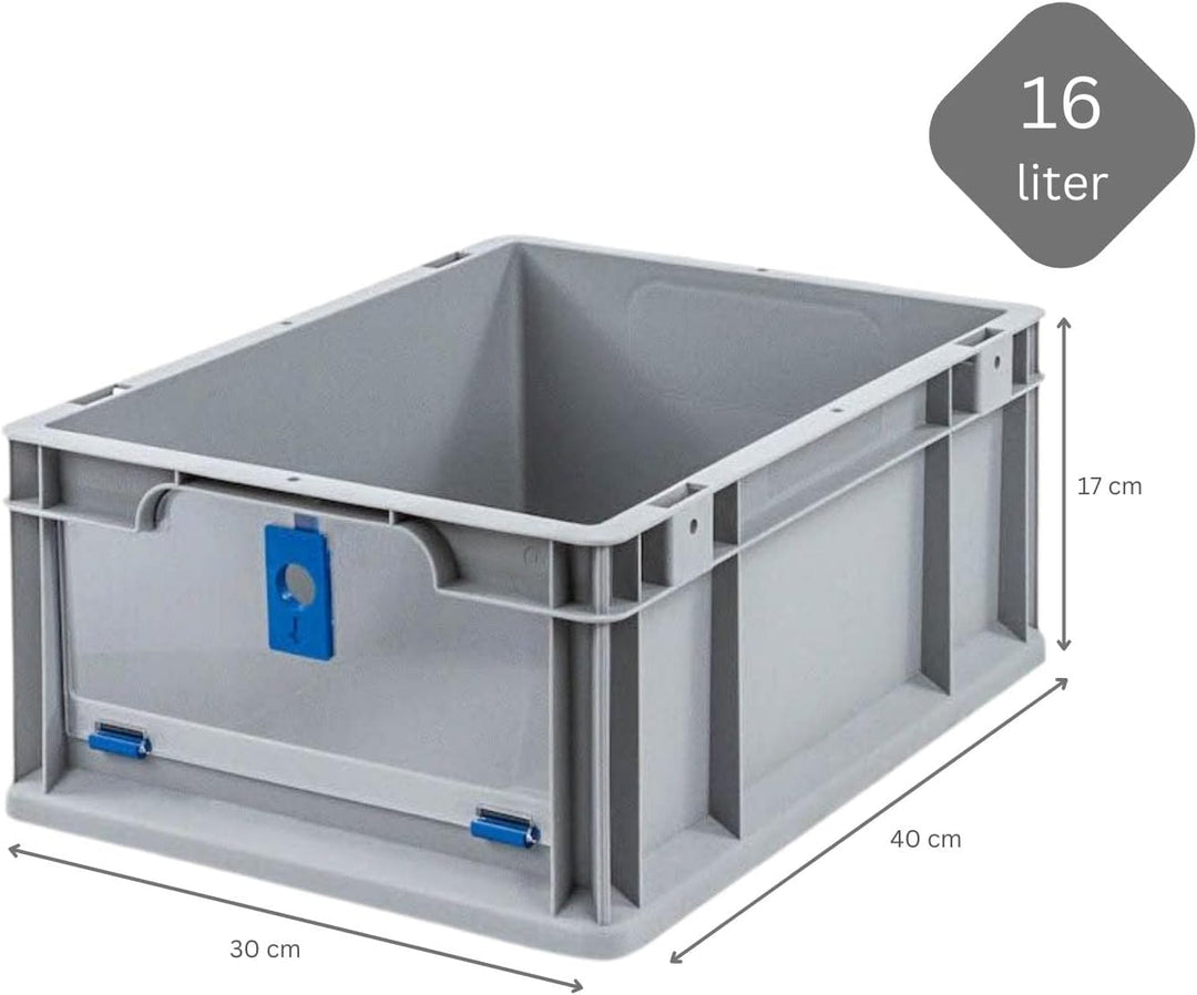 SuperSparSet 10x Eurobox NextGen Insight Cover | HxBxT 17x30x40 | 16 Liter | Niedrig/Blau | Eurobehä