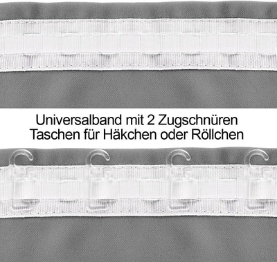 Gräfenstayn 2er-Set Alana Thermo-Vorhänge mit Kräuselband - Blickdicht & wärmeisolierend - Kälteschu
