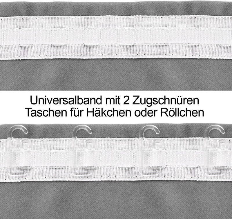 Gräfenstayn 2er-Set Alana Thermo-Vorhänge mit Kräuselband - Blickdicht & wärmeisolierend - Kälteschu