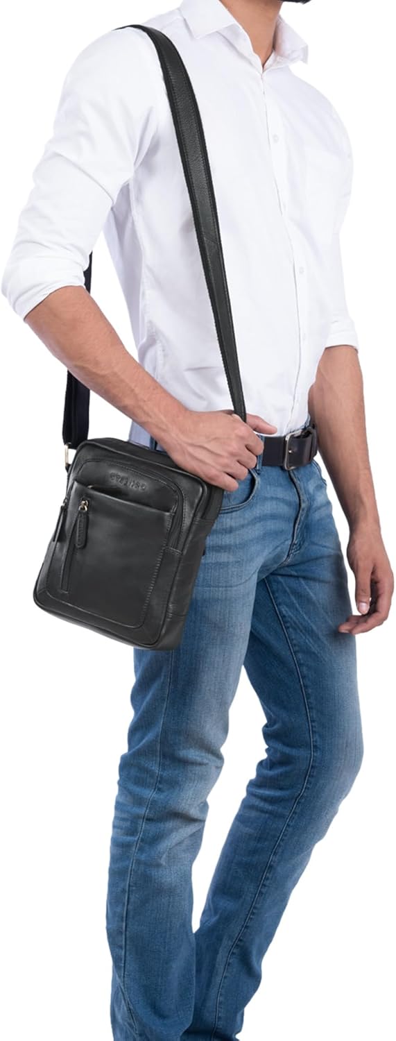 STILORD 'Jamie' Herren Ledertasche - Perfekt für Reisen & Alltag - Kleine Vintage Messenger Bag für