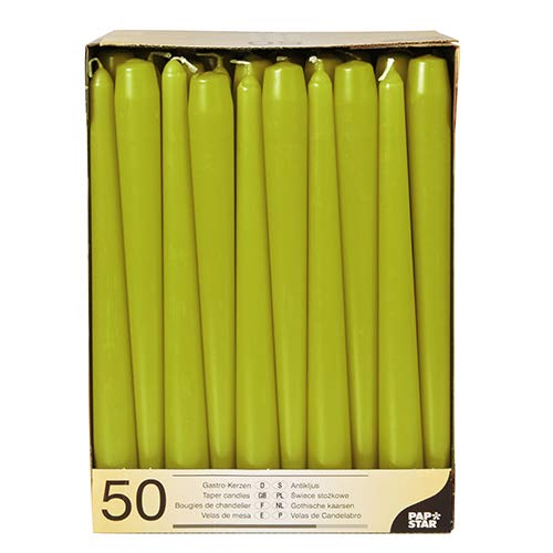 50 Leuchterkerzen Ø 2,2 cm · 25 cm olivgrün Papstar Kerzen olive