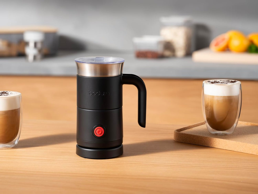 BODUM BARISTA Elektrischer Milchaufschäumer 300 ml – Edelstahl mit Antihaft Innenbeschichtung – Für