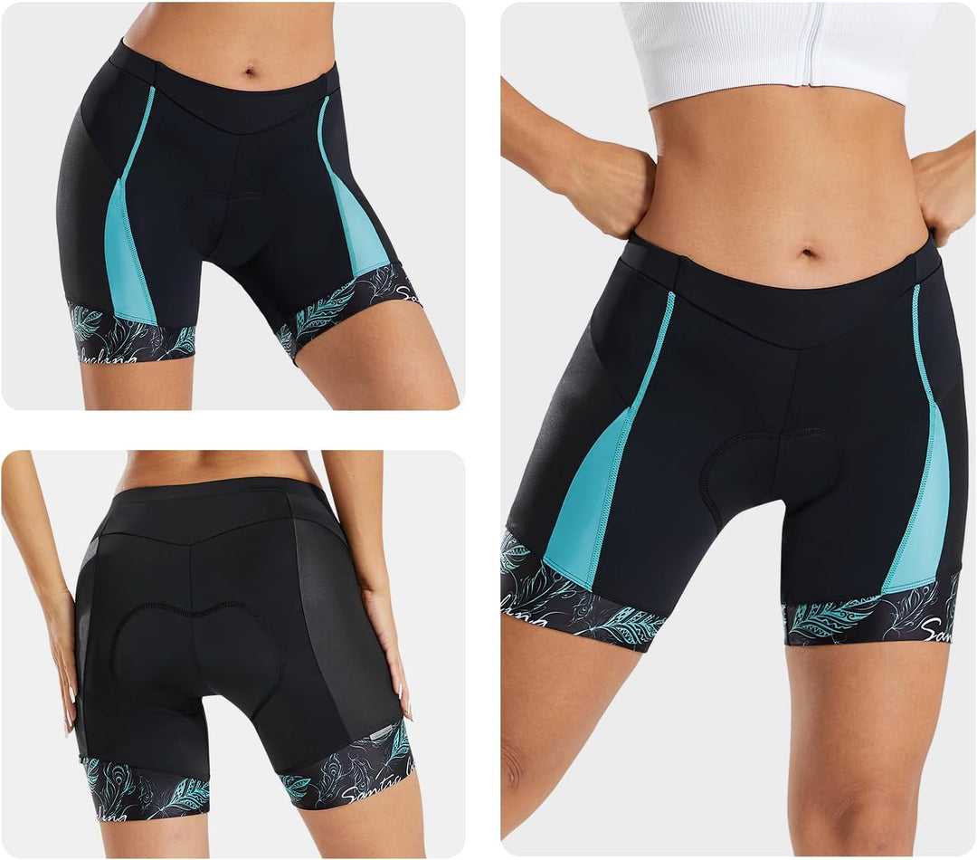 Santic Fahrradhose Damen Gepolstert Kurz Radlerhose Damen Radhose Damen mit Sitzpolster Radsportshor