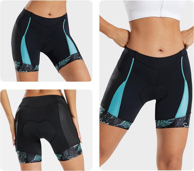 Santic Fahrradhose Damen Gepolstert Kurz Radlerhose Damen Radhose Damen mit Sitzpolster Radsportshor