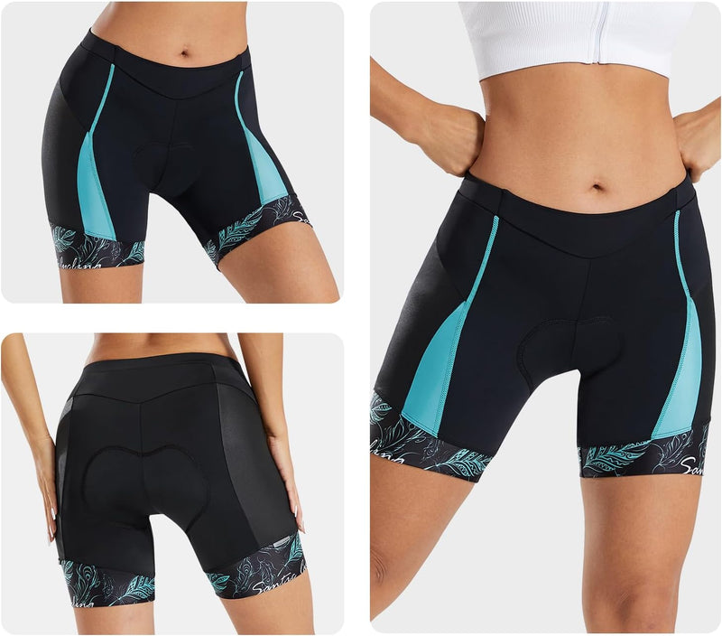 Santic Fahrradhose Damen Gepolstert Kurz Radlerhose Damen Radhose Damen mit Sitzpolster Radsportshor