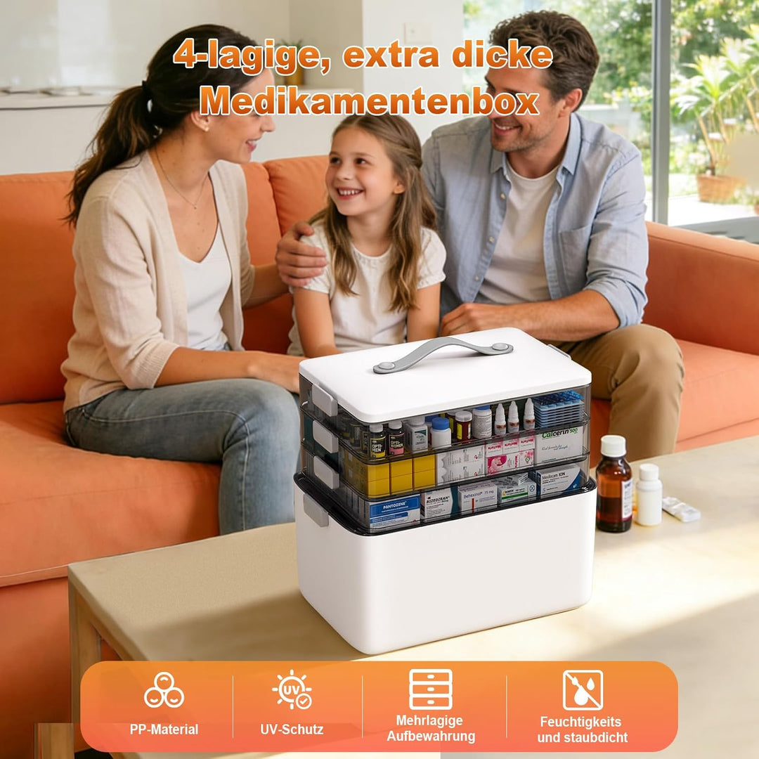 MOPUP vierlagige Medikamentenaufbewahrungsbox, 37x23x32 cm, mit Tragegriff, multifunktionaler Medika