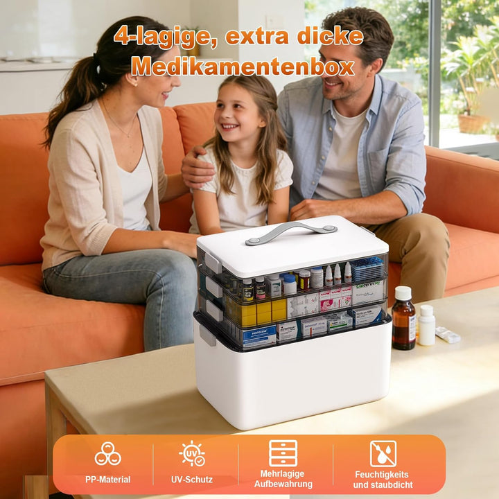 MOPUP vierlagige Medikamentenaufbewahrungsbox, 37x23x32 cm, mit Tragegriff, multifunktionaler Medika