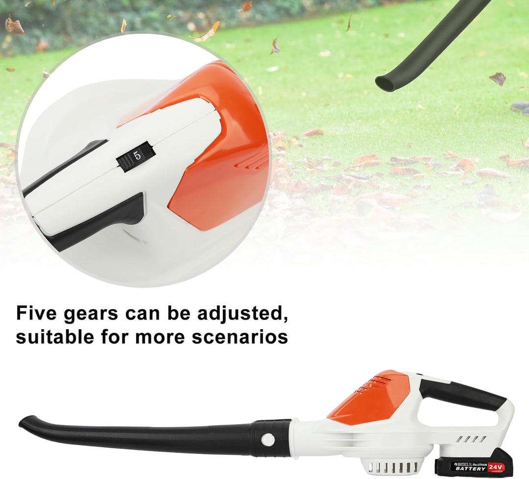 handgeführter kabelloser elektrischer Laubbläser mit 2 Batterien und 1 Ladegerät, 24V batteriebetrie