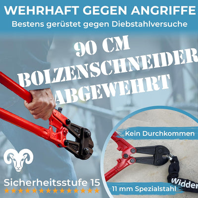 Widder Titan-Stahl [Level 15] Kettenschloss mit 4 Schlüssel - 115cm lang & 11mm massiv - für Motorra