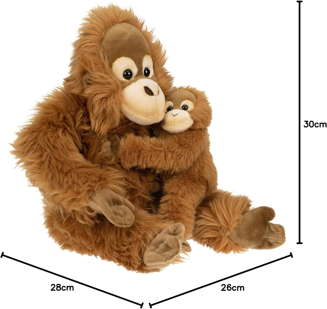 Uni-Toys - Orang-Utan mit Baby, sitzend - 30 cm (Höhe) - Plüsch-AFFE - Plüschtier, Kuscheltier Orang