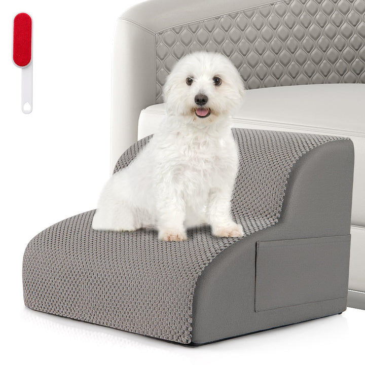 GYMAX Hundetreppe für kleine Hunde, Haustiertreppe 30 cm hoch für Bett &amp; Sofa, Hunderampe aus hochdi