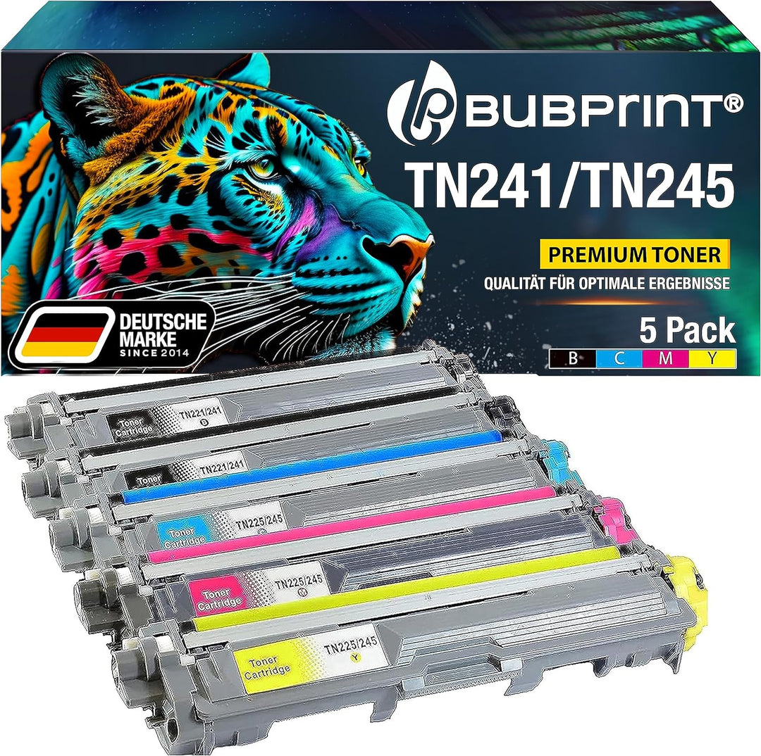5er-Pack Bubprint Kompatibel Toner als Ersatz für Brother TN-241 TN-245 für MFC-9332CDW DCP-9022CDW