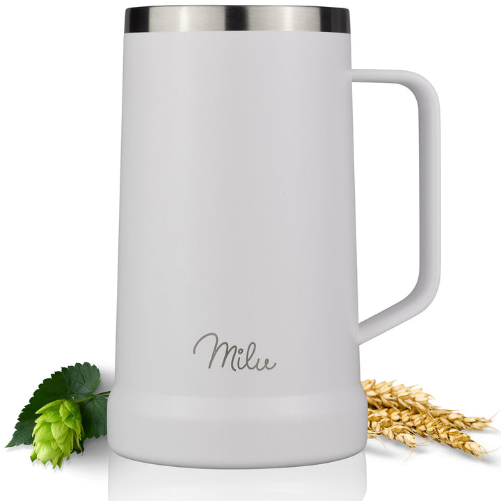 Milu Bierkrug Edelstahl isoliert | Bierglas mit Deckel | Thermobecher | Bier Geschenk für Männer, Pa