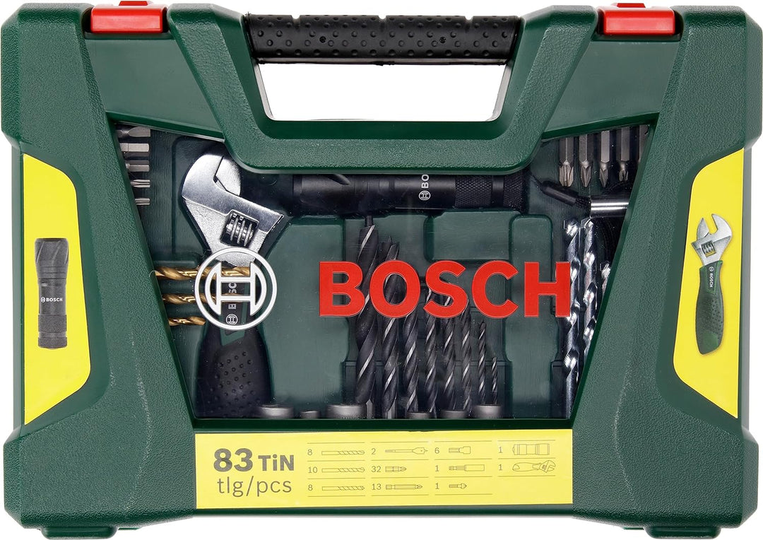 Bosch 83tlg. V-Line Titanium Bohrer und Bit Set (mit LED-Taschenlampe und Rollgabelschlüssel, für Ho
