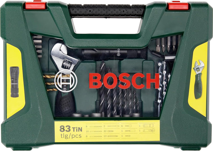 Bosch 83tlg. V-Line Titanium Bohrer und Bit Set (mit LED-Taschenlampe und Rollgabelschlüssel, für Ho