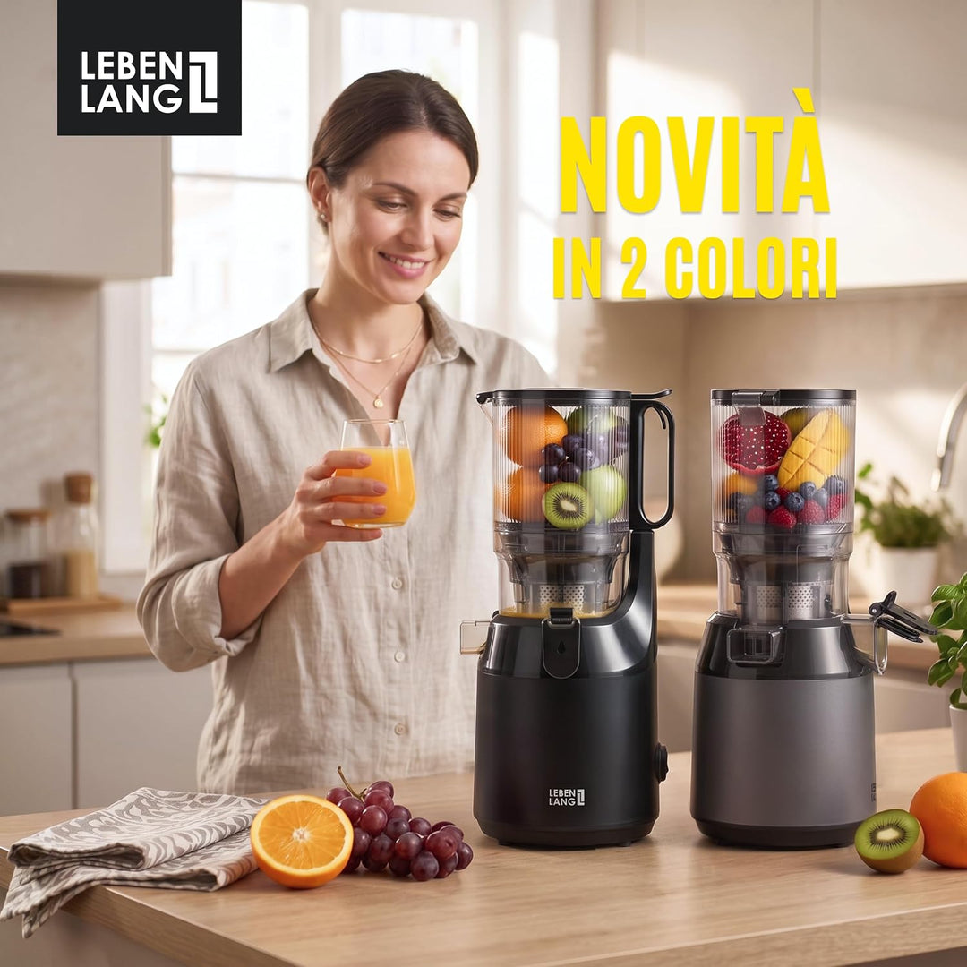 LEBENLANG Entsafter Slow Juicer - Inkl. Rezeptbuch &amp; Grosse 130mm Öffnung I Perfekt für Obst ganze F