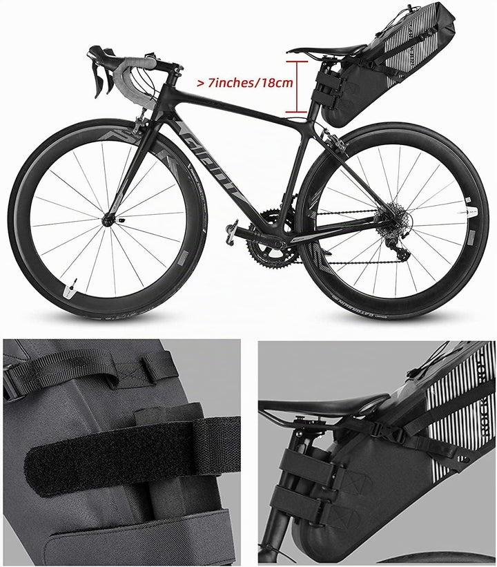 ROCKBROS Fahrrad Satteltasche 100% Wasserdicht IPX7 10L Fahrradtasche Hinterrad Tasche Sitztasche