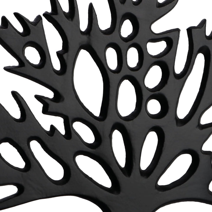 com-four® Deko-Aufsteller Baum - Metall-Baum auf Mangoholz-Sockel - Deko-Baum aus Metall zum Hinstel