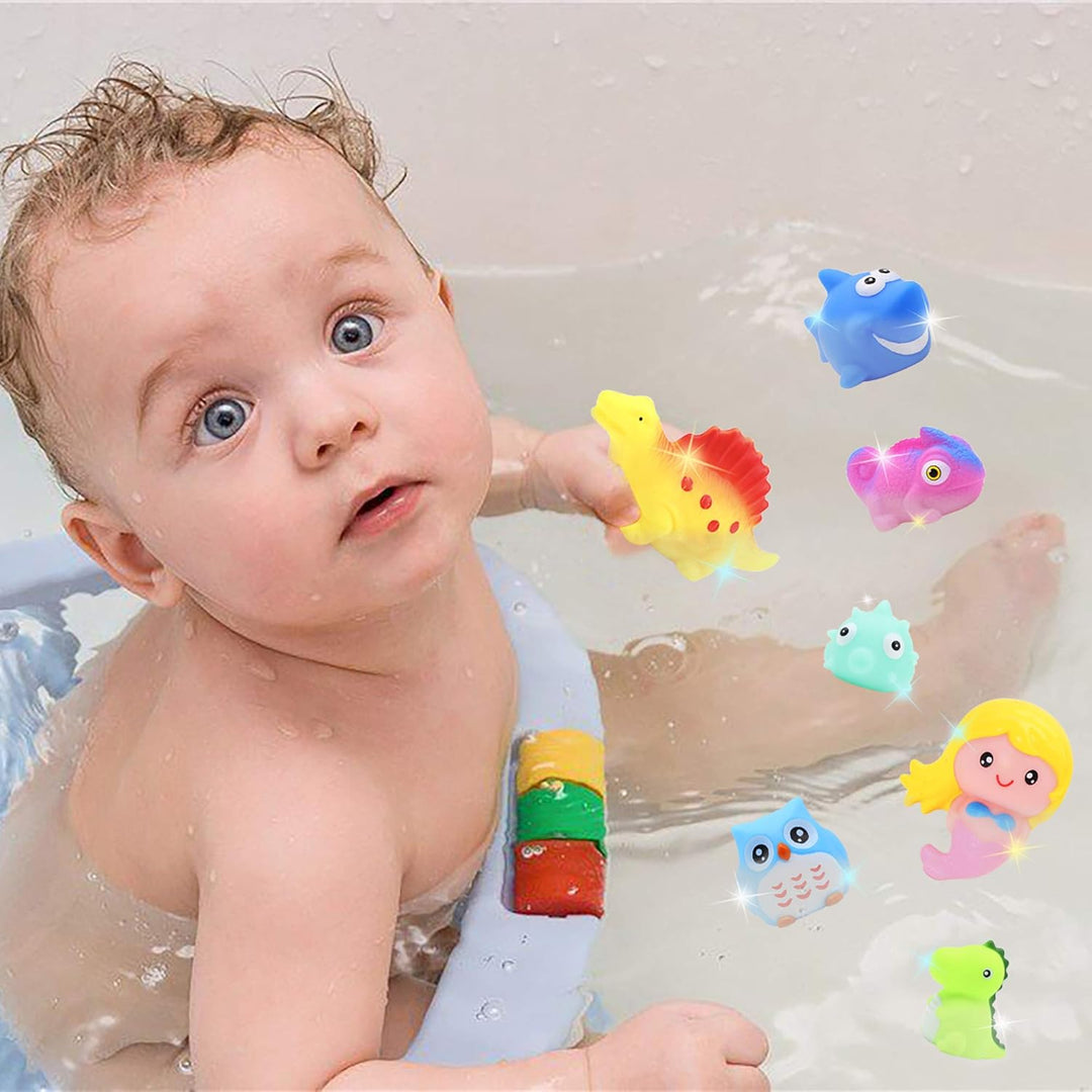 Tiere Badespielzeug Schwimmende Baden Spielzeug mit Licht Early Learning Spielzeug 8 Stück Dinosauri