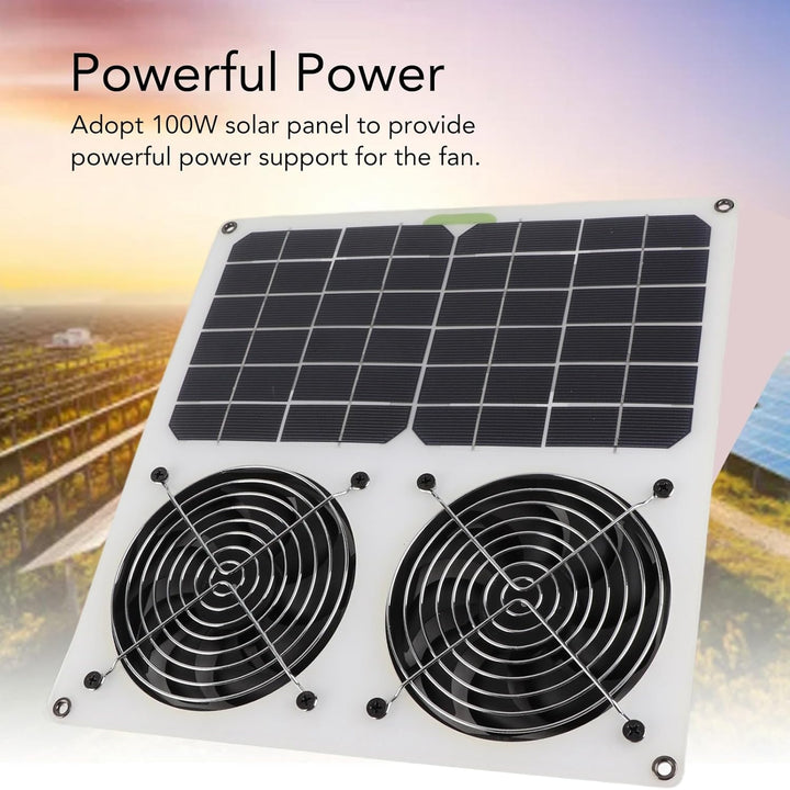 Solarlüfter 12 Zoll, Dual Lüfter 100W, Solar Abgasventilator für Hühnerstall Gewächshaus mit Monokri
