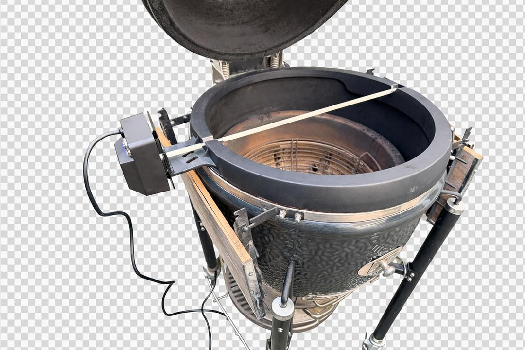 Drehspiess aus Aluminium für Kamado BBQ Large, kompatibel mit Monolith Classic 2.0, Big Green Egg La