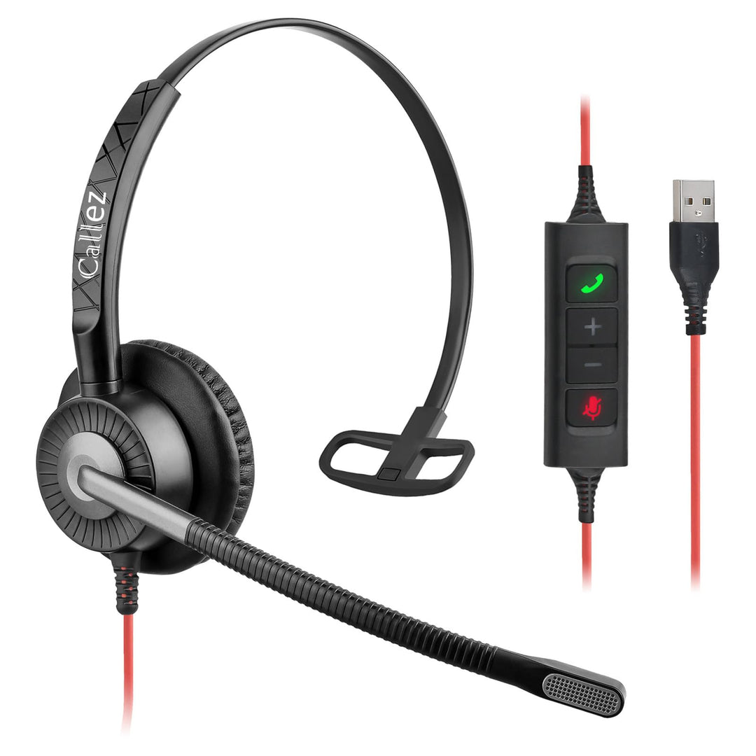 Callez G700TA USB Headset mit Mikrofon Noise Cancelling Business Kopfhörer mit Kabel für PC Laptop (