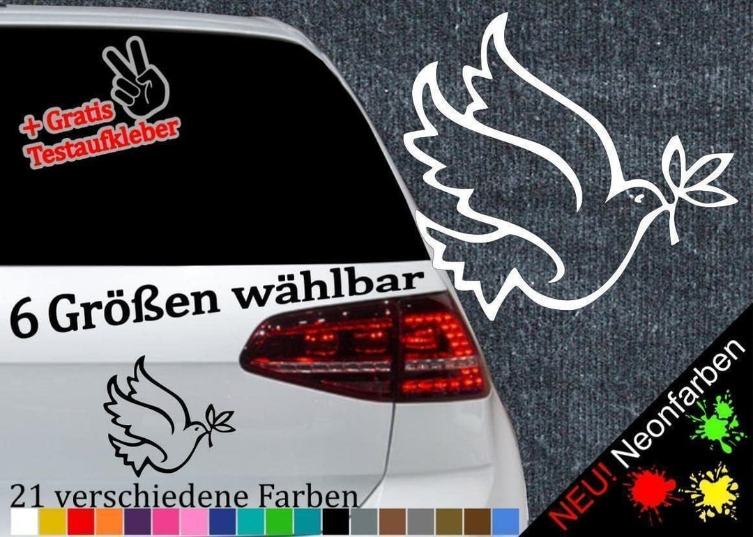 Friedenstaube Aufkleber 6 Grössen 21 Farben Freedom Hoffnung Peace Stop War Dove XXL-32,5x30cm 41-pi