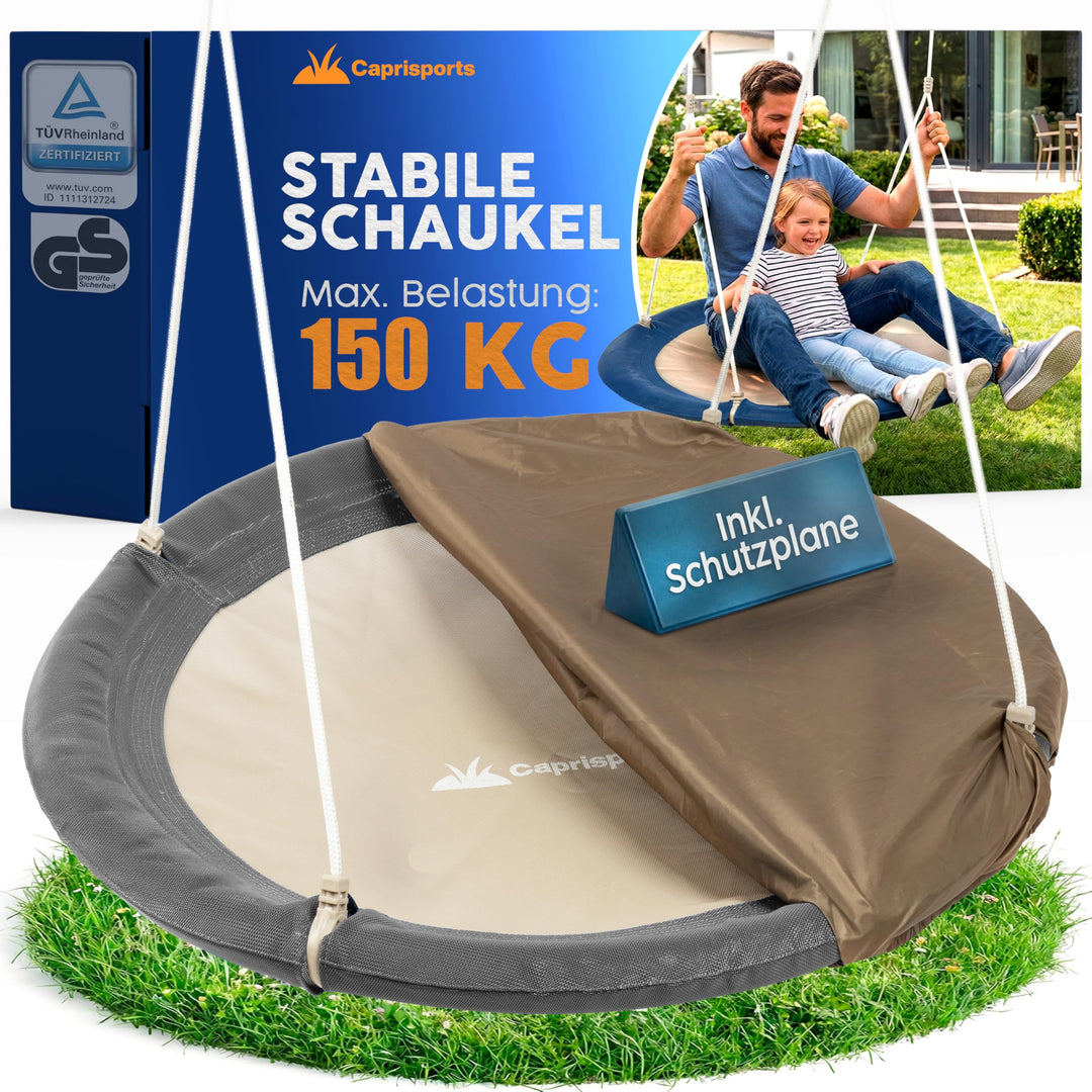 Nestschaukel Outdoor - [inkl. Abdeckhaube] - TÜV/GS geprüft - Höhenverstellbare Schaukel Outdoor und