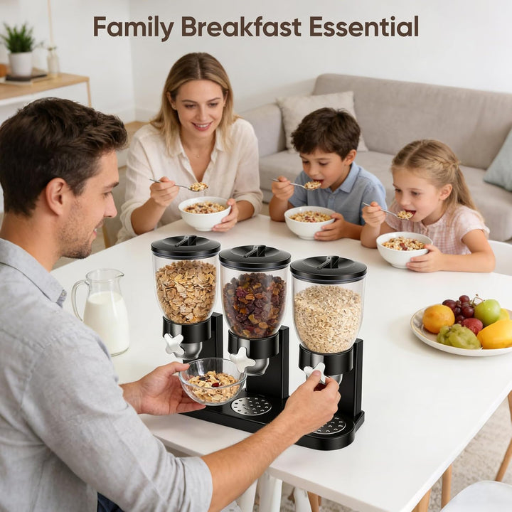 Cereal Dispenser Countertop 2L, Dreifacher Müslispender mit Drehverschluss 3er Set, Luftdichte Vorra