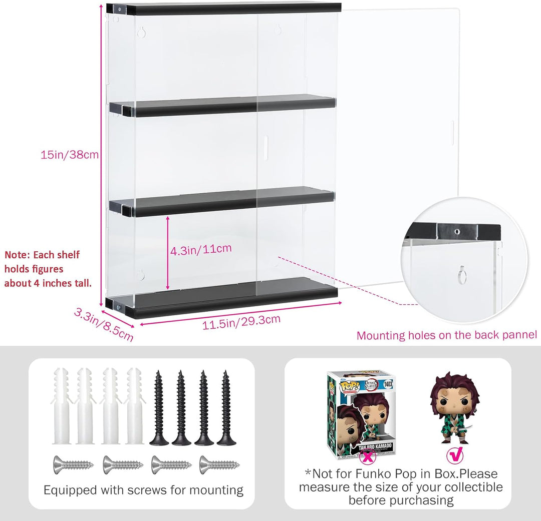 Nynelly 3 Ebenen Vitrine für Sammlung aus Acryl, Wand-Box, transparente Vitrine mit Tür für Mini Fun
